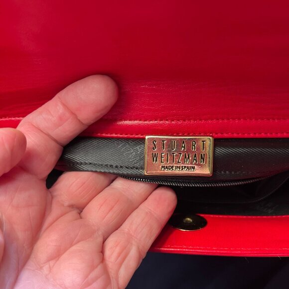 Stuart Weitzman Papillion Red Leather Handbag - Picture 4 of 14